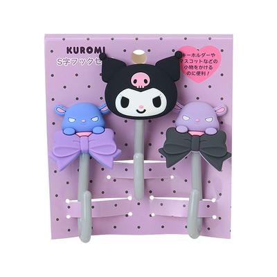 Sanrio Set of ABS 743321 S-shaped Hooks, 3, Kuromi, Resin,