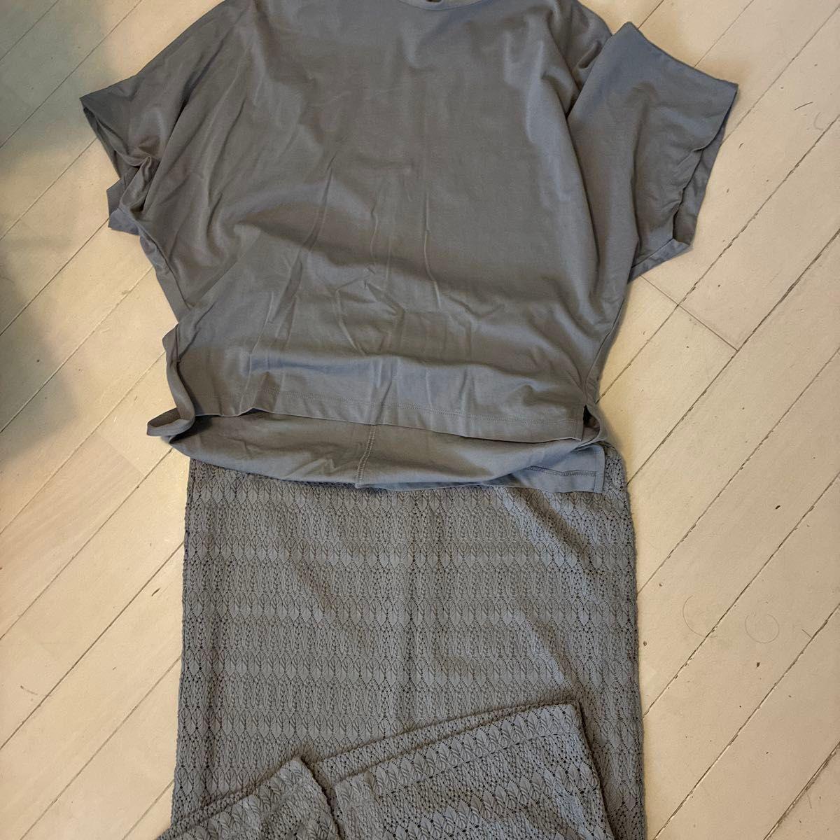 PLST Setup T-shirt Lace Skirt Gray