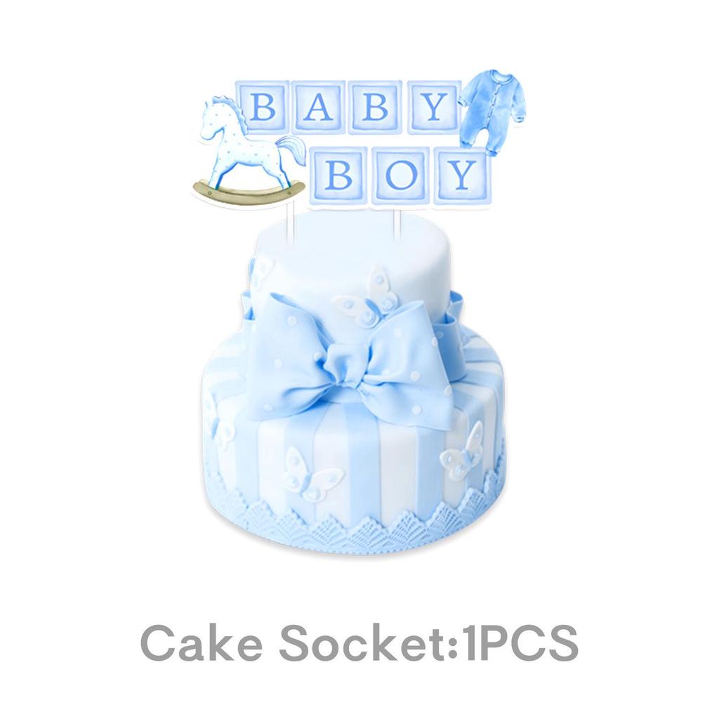 Blue Watercolor Little Boy Birthday Party Disposable Tableware Set: Plates, Cups, Napkins