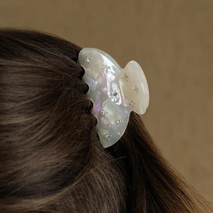 EN010 Glitter Mini Hair Clip (Ivory, Black)