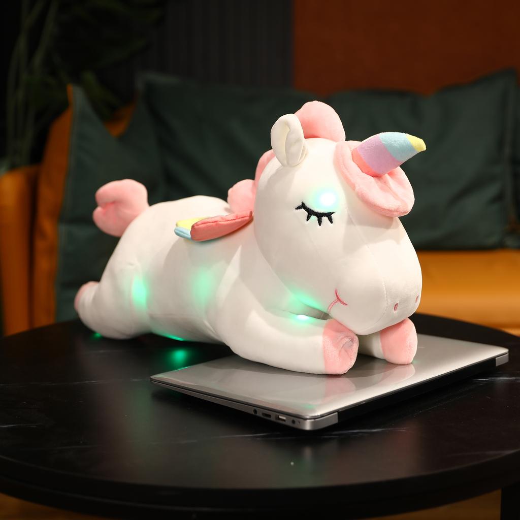 50CM Roztomilé Svítící LED Světlo Jednorožec Plyšové Hračky Krásný Svítící Zvířecí Polštář Jednorožec Plněné Panenky pro Děti Děti Vánoční Dárky