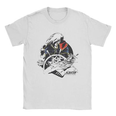 Space Pirate Captain Harlock Albator T Shirt Men's 100% Cotton Funny T-Shirt Round Collar Tee Shirt Short Sleeve Tops Adult