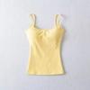 Canottiera da donna con spalline sottili, vestibilità aderente, tinta unita, basic, casual, corta