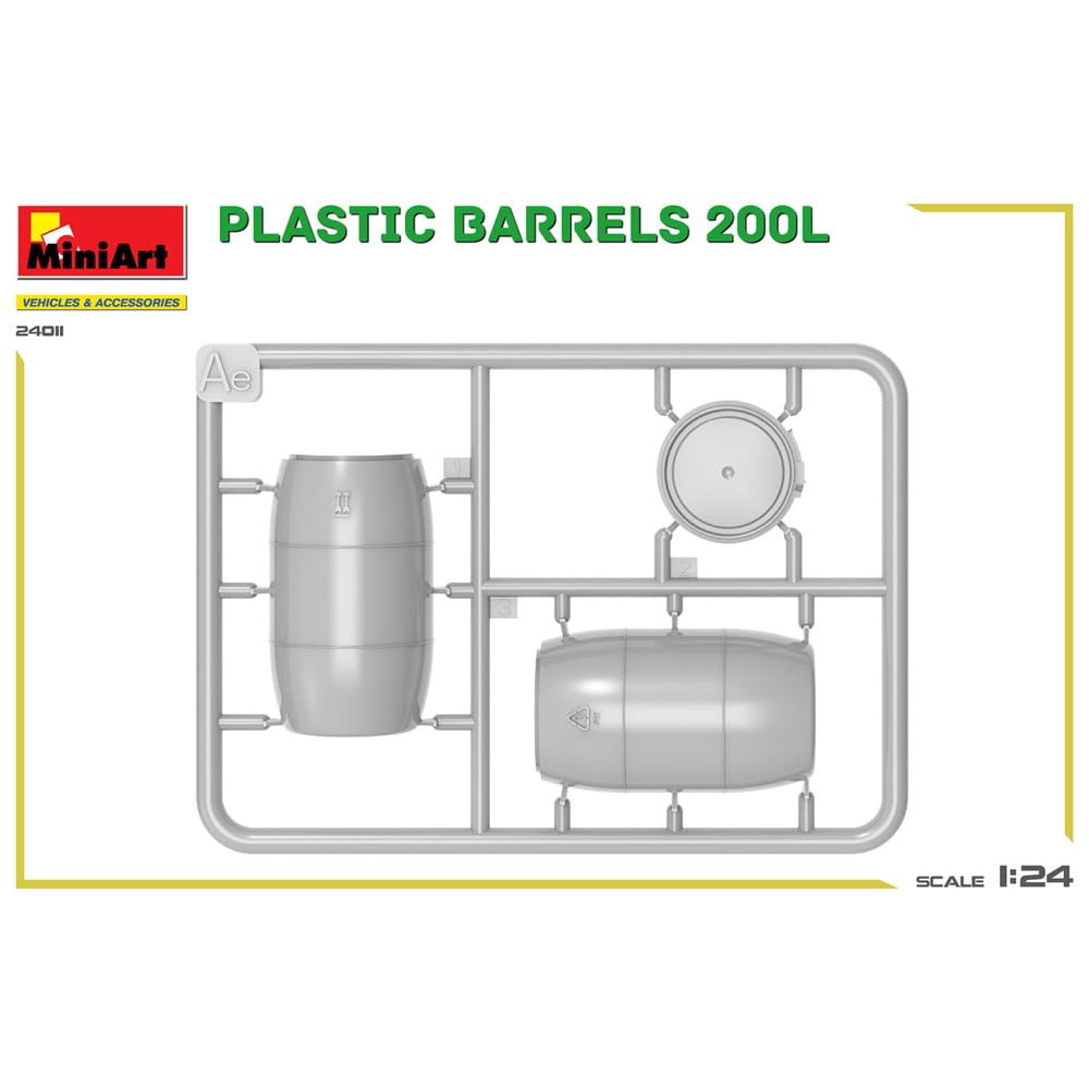 MiniArt Scale Diorama Accessory 200L Plastic Barrel Plastic Model MA24011 1/24