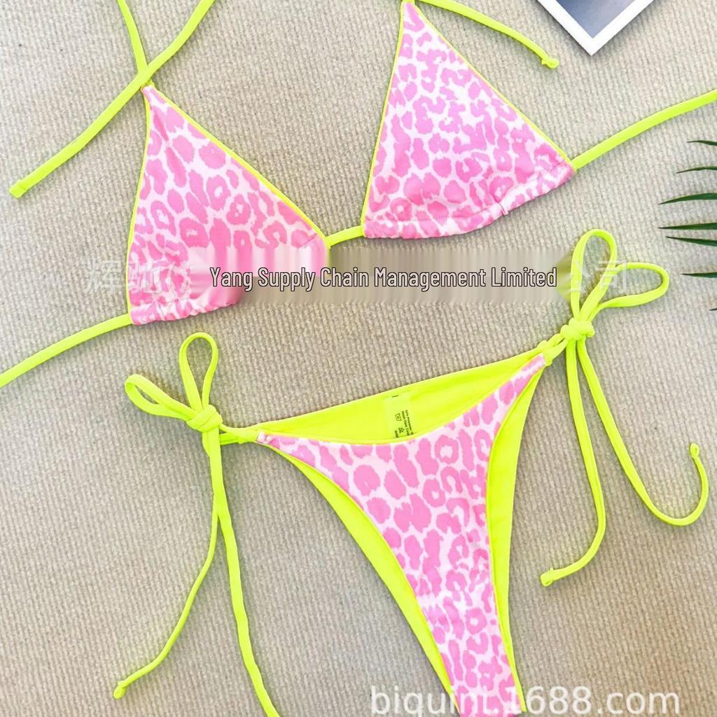 2024 Damen Wendbarer Leopardenmuster Dreieck Bikini Set