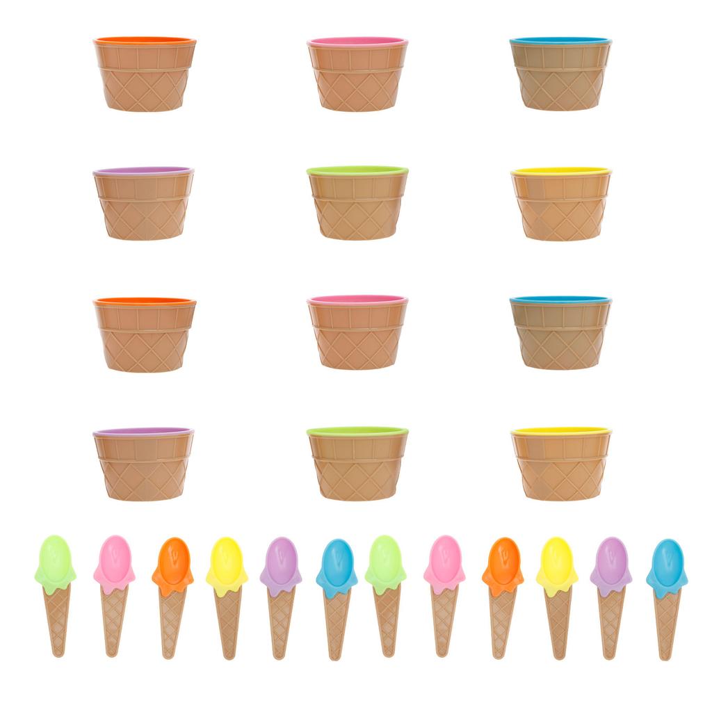 Eisbecher Wiederverwendbarer Plastik-Eisbecher mit Löffel Süßigkeiten Stapelbarer Dessertbecher für Sommerurlaubsparty Dessertbecher