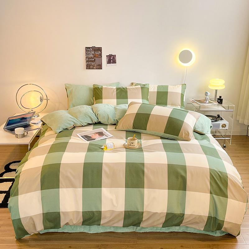 Cotton Fleece Coral Fleece Bed Four-piece Set Flannel Bedding Fleece Quilt Cover Bed Sheet Three-piece Set