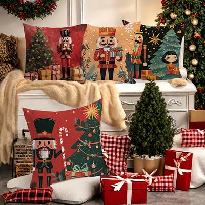 1pc Christmas Throw Pillow Cover, Festive Holiday Home Decor Small Gift for Xmas & Cozy Living Spaces