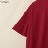 ZANZEA Women Casual Stand Collar Loose Pleated 3/4 Sleeve Print Blouse