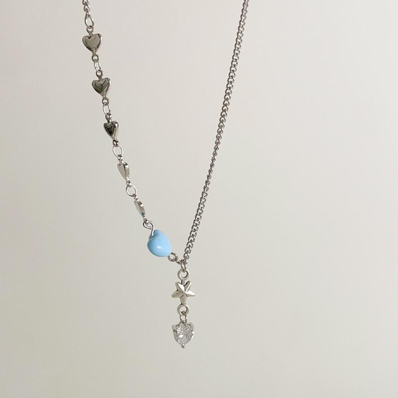 Süße Coole Zirkon Herz Anhänger Halskette Metall Herz Choker Mode Halskette Elegante Schlüsselbein Kette Y2K Schmuck
