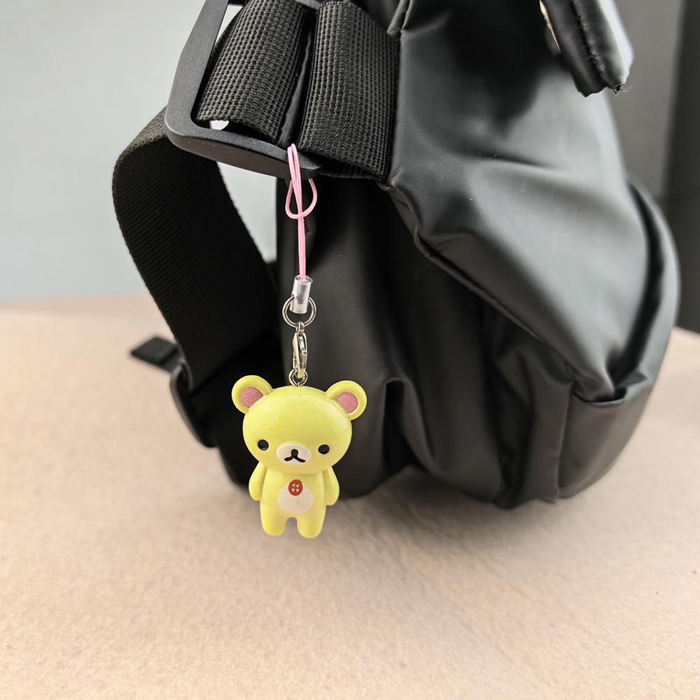 2pcs/set Kawaii Rilakkuma Easy Bear Keyrings Lazybear Doll Keychains Bag Clothing Puller Phone Accessories Pendants Gift
