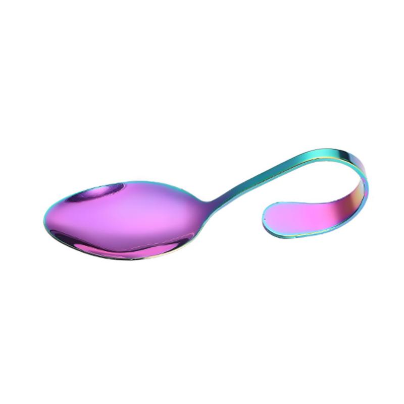 Stainless Steel Service Tableware Curved Handle Spoon Hotel Golden Independent Dining Curved Hotel Supplies Spoon