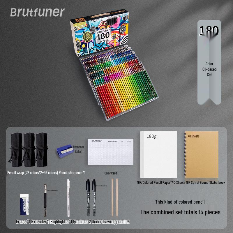 Cross-border Brutfuner 180 Oil-Based Non-Water-Soluble Colored Pencils for Art and Graffiti Drawing.