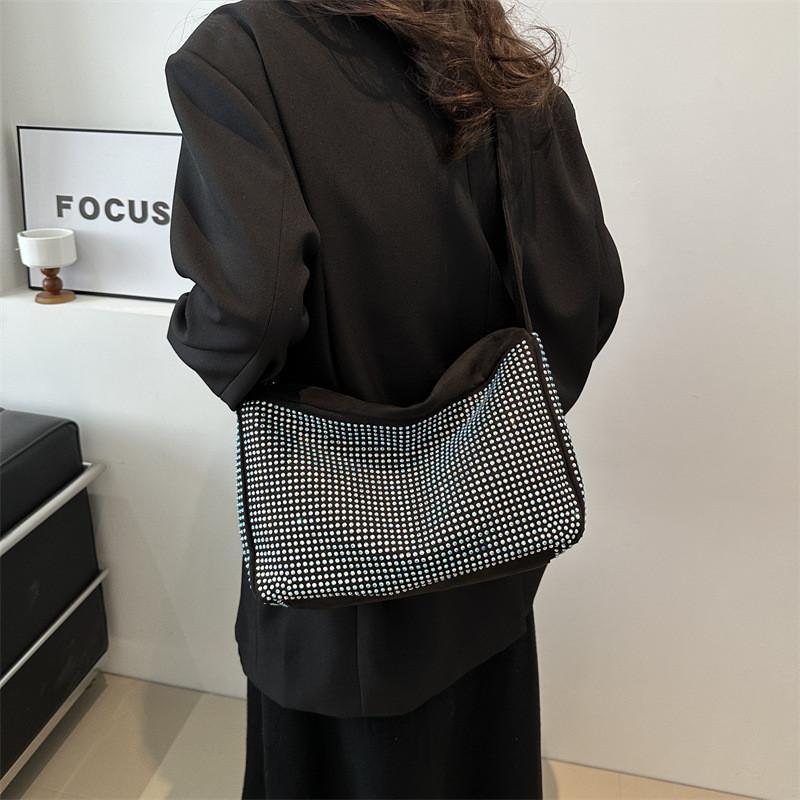 Trendy Stylish Tote Bag Casual Nylon Shoulder Bag For Women Versatile Daily Use In Black And Silver