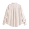 Fashion Style 2024 Summer New Arrival Women's Clothing All-Matching Graceful Vertical Lace Linen Blended Shirt 2556841