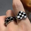 Cold Style Love Heart Black and White Punk Style Ring Women's Fashion Retro Index Finger Ring