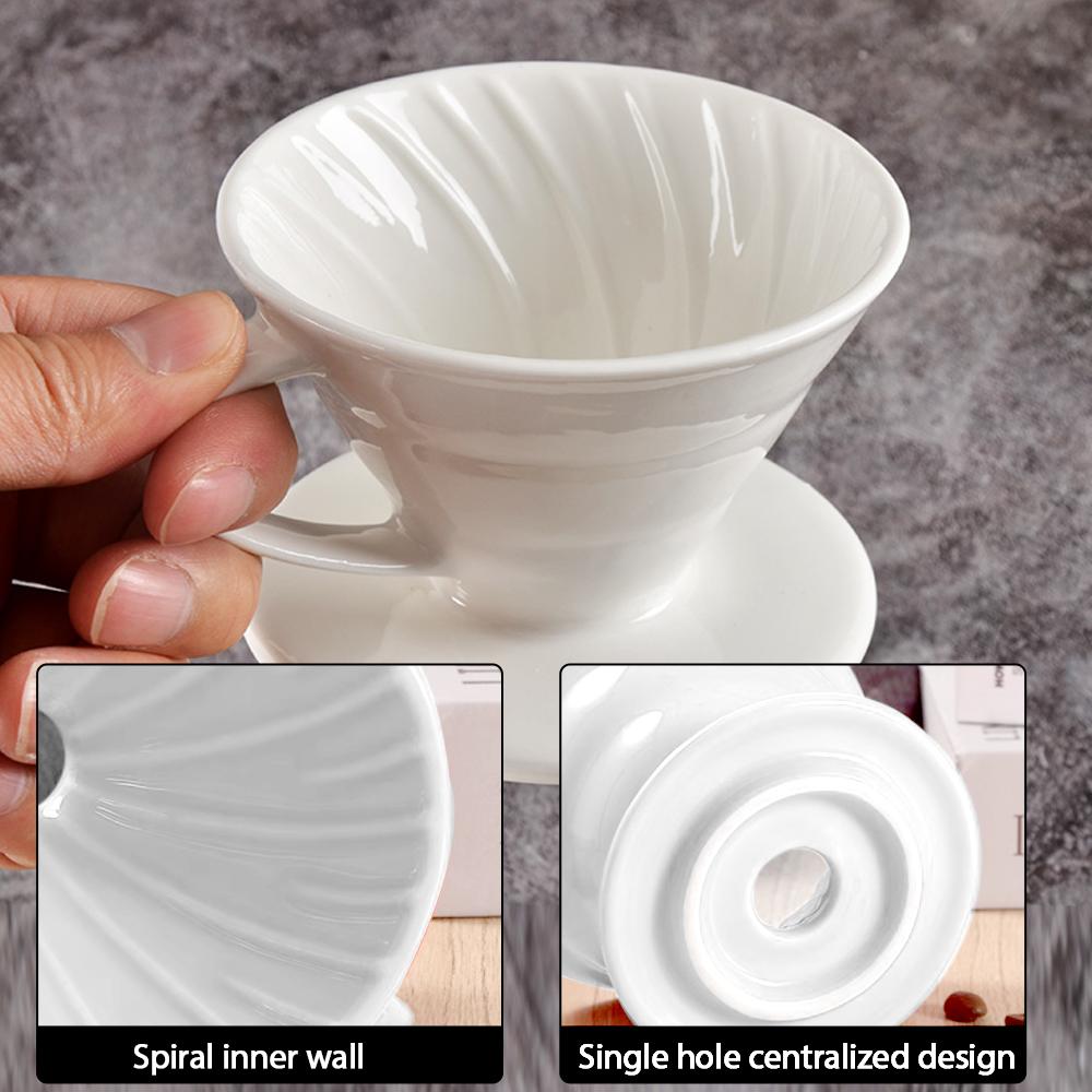 Ceramic Coffee Dripper Engine Style Coffee Drip Filter Cup Permanent Pour Over Coffee Maker Separate Stand For 1-2 Cups