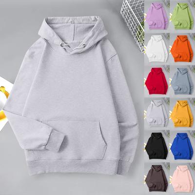 Moda feminina casual com capuz solto manga comprida cor sólida moletom