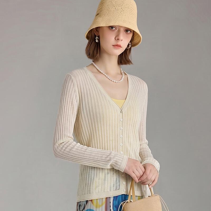 Women's French V-Neck Tencel Linen Blend Cardigan