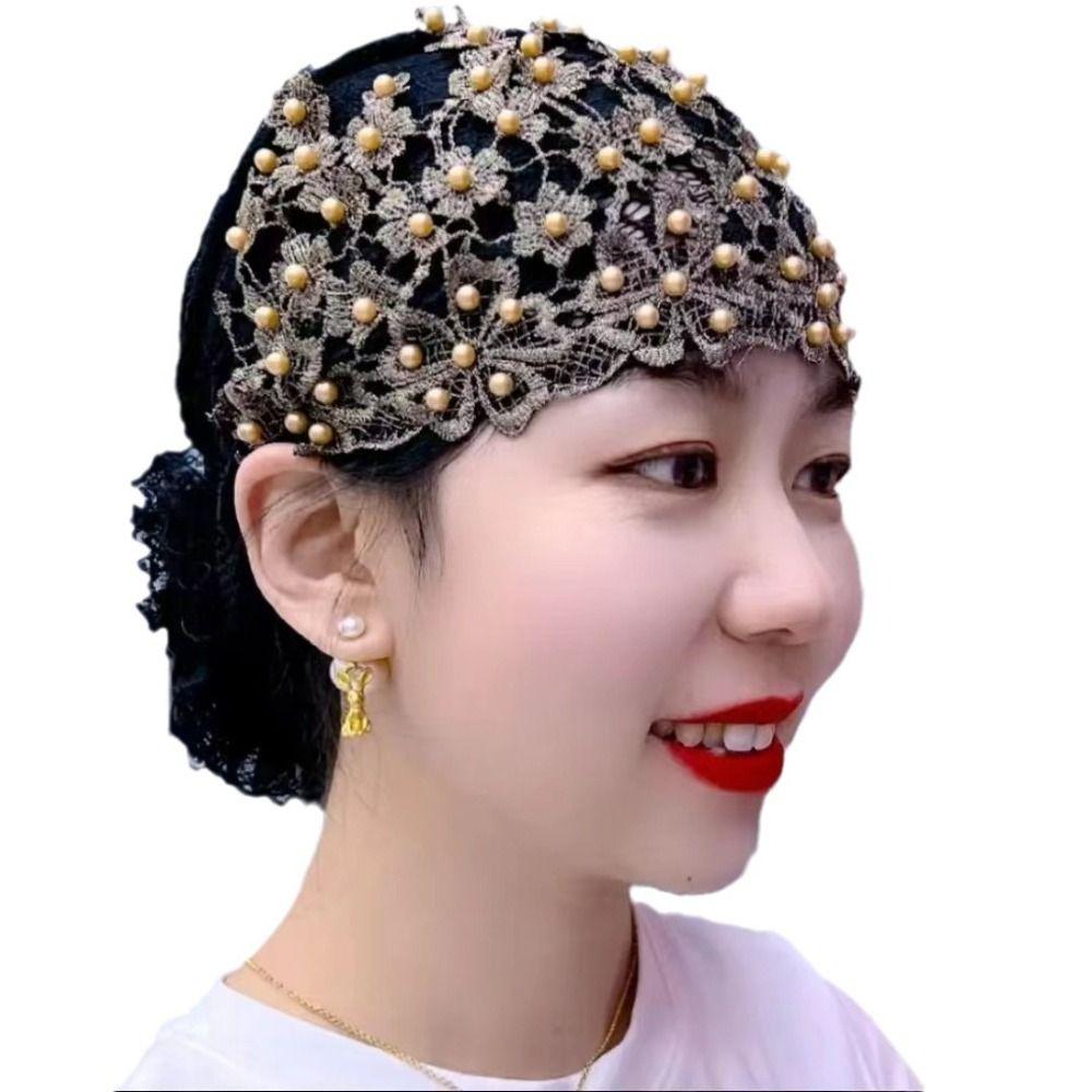 Lace Muslim Headscarf Cap Cotton Turban Elegant Muslim Headpiece  Women
