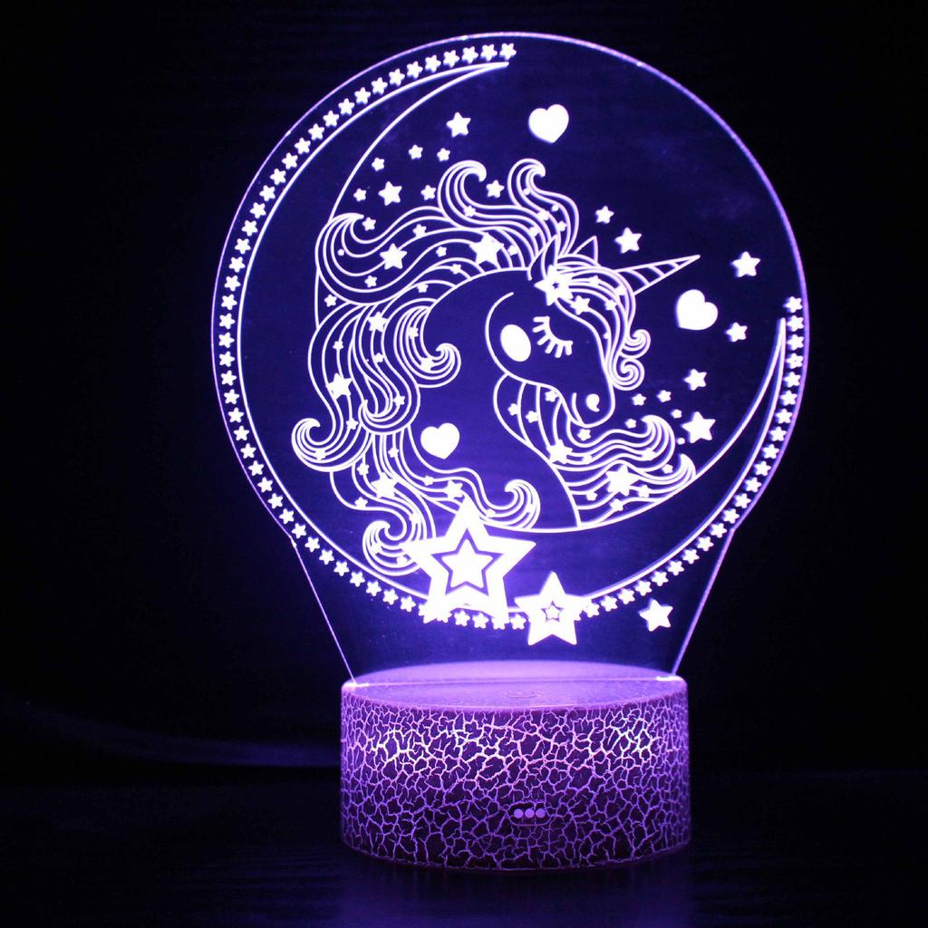 Acrylic Unicorn Night Light with Remote and Touch Control