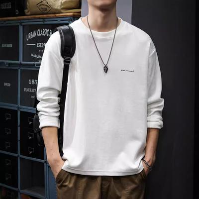 Solid Color Round Neck Long-Sleeved T-Shirt Men'S American Trendy Brand Heavy Sweater Loose Large Size Bottoming Shirt