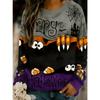 Tops for Women Halloween Print Round Neck Long Sleeve T-shirt Fall Casual Slim Pullover Women's Long Sleeve Top