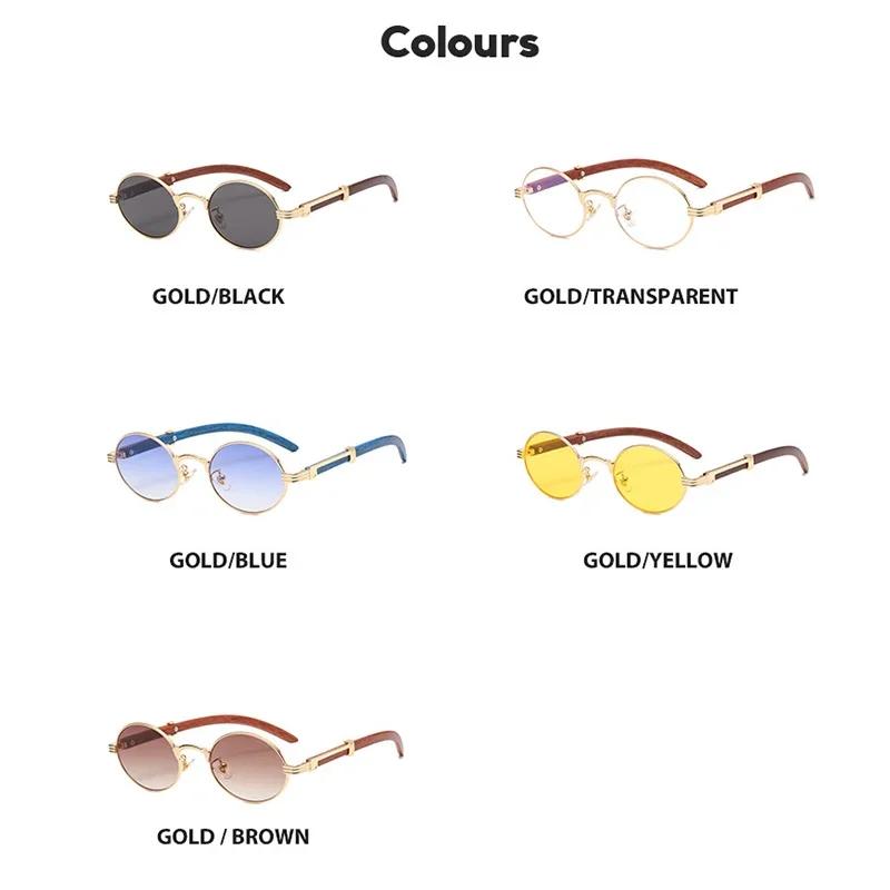 Vintage Small Oval Sunglasses Men Wood Leg Sun Glasses Fashion Round UV400 Goggles Eyewear Shades