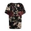 Women's Fashion Casual Short Sleeve Print Round Neck Pullover Top Blouse