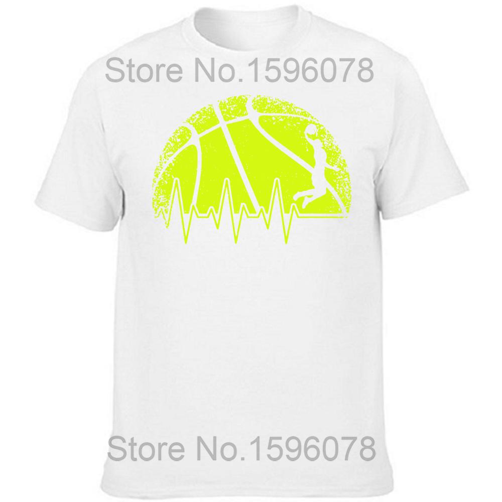 Funny Basketball Heartbeat T Shirts Summer Style Graphic Cotton Streetwear Short Sleeve Basketball Lovers Gifts T-shirt Men
