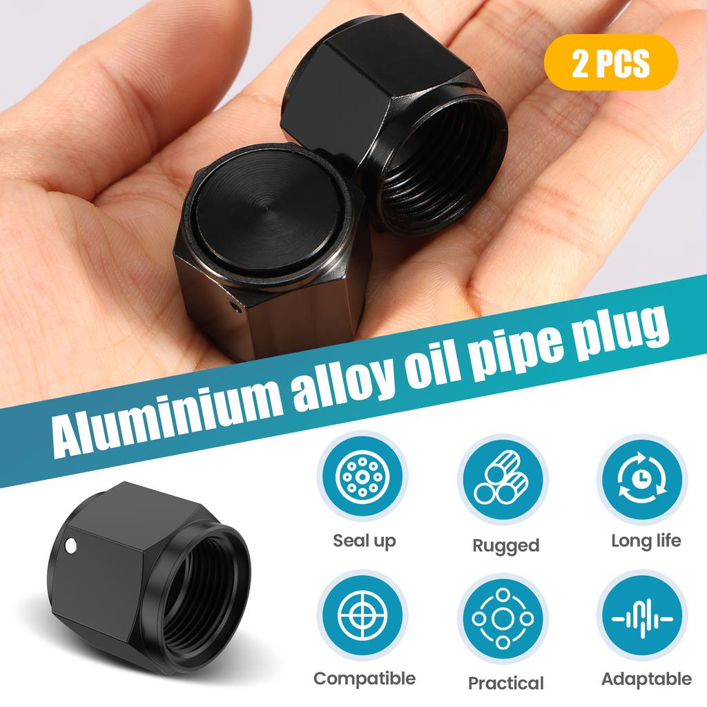 2Pcs 8AN 10AN 12AN Flare Cap Aluminium Alloy AN Flared Fitting Cover Sealed AN Flaring Connector Cap for Car Modified Accessorie