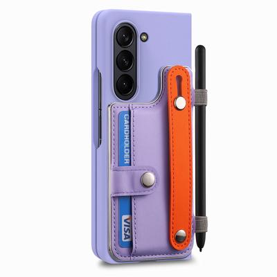 For Samsung Galaxy Z Fold6 5G Case Wristband Kickstand Leather+PC Phone Cover with Screen Film