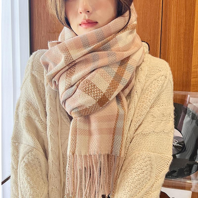 Imitation Kaschmir dicker Schal Damen Herbst Winter karierter warmer Schal