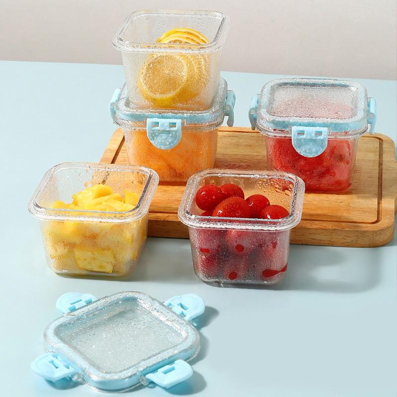1Pieces Refrigerator Mini Storage Box Sauce Pickle Take-out Fresh-keeping Box Transparent Fruit Packaging Box Outdoor Tableware