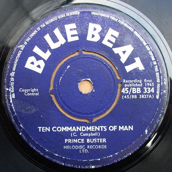7inch Record PRINCE BUSTER Ten Commandments Of Man 45BB334 Blue Beat 1965 UK Reggae Ska Dub Used