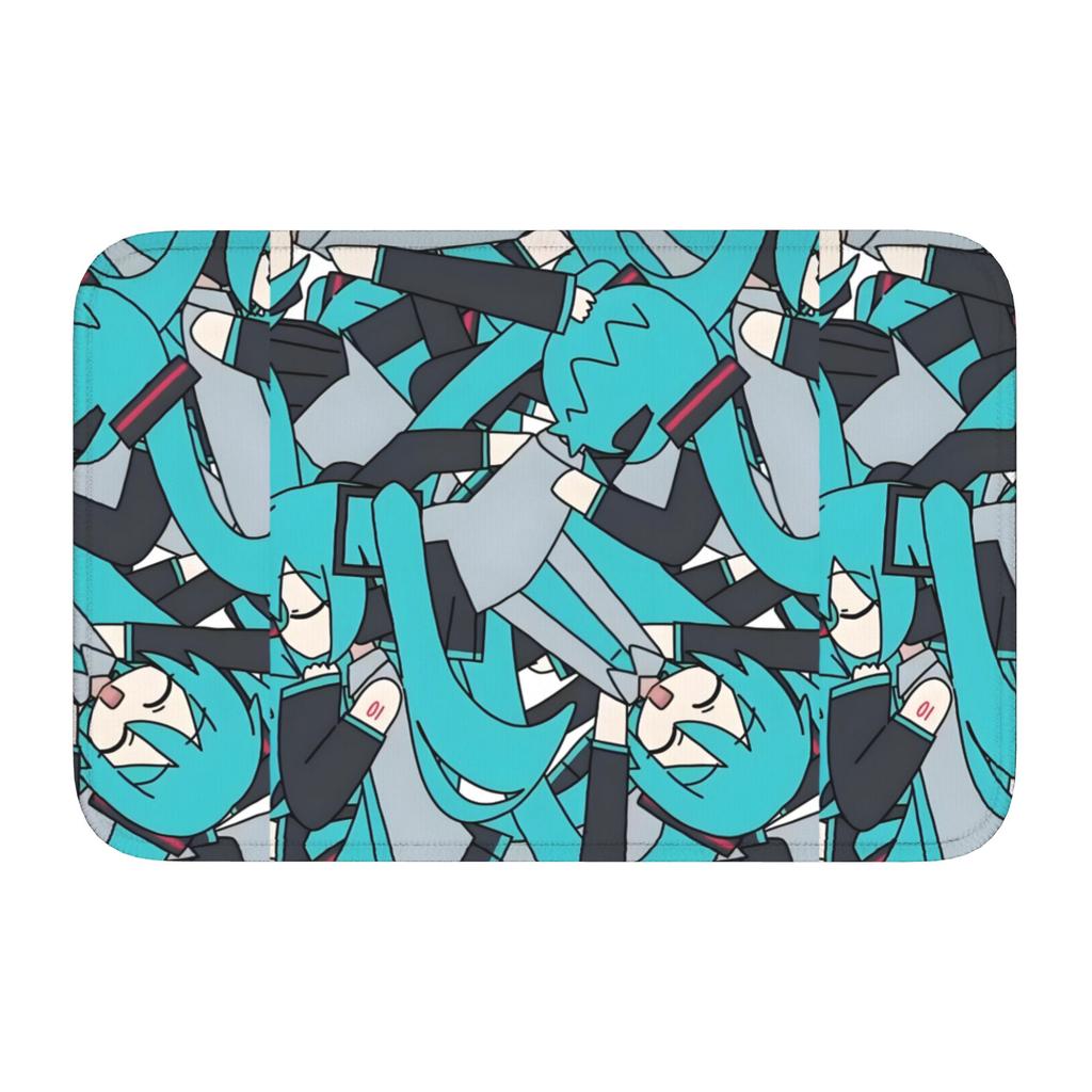 Hatsuned Mikues Cartoon Front Door Mat Anti-Slip Indoor Welcome Quick Dry Doormat Living Room  Entrance Rug Carpet Footpad