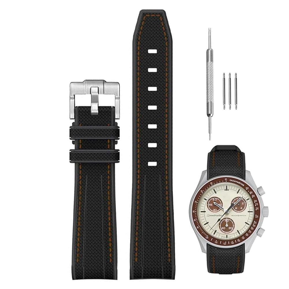 Sibehill 20mm Replacement Silicone Watch Band for Omega and X, Swatch, MoonSwatch, Speedmaster.