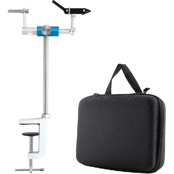 Dr.Fish Rotary Fly Tying Vise Aluminum Alloy Fly Vise with Portable Case, 360 Degree Rotation Ultra Light Fly Tying Tools Jig Tying Vise C-Clamp Tying Vise with Case