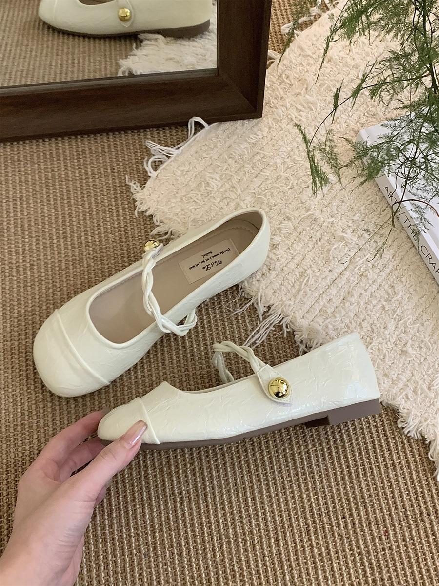 

Flat French bow Mary Jane single shoes women s shoes 2025 new spring and summer with skirts Mary Jane evening shoes 40 бежевый