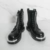 Men Motorcycle Black Thick Sole Height Increase High Boots Street Style Cool Elevator Punk Boots Large Size