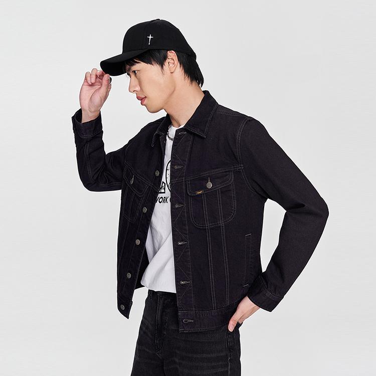 Lee Standard Version Polo Collar Knight Denim Jacket Men jackets Black LMT0065653YS00F898L00