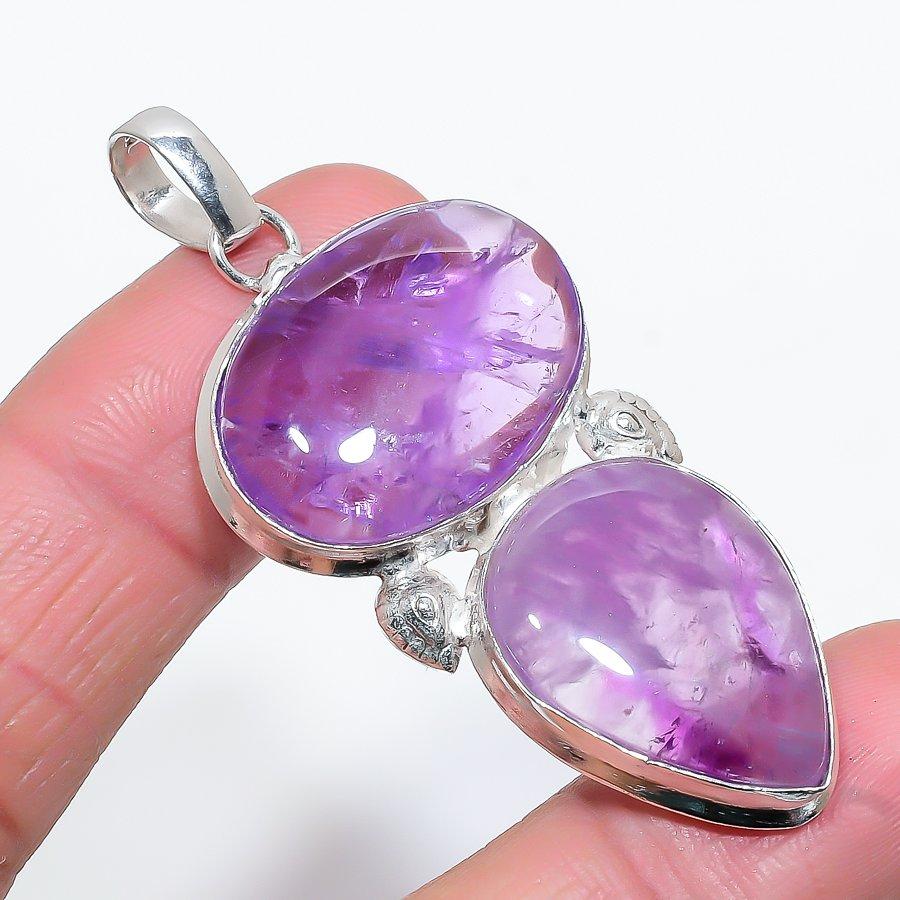 

Этническая ювелирная подвеска ручной работы с драгоценным камнем шалфей и аметистом 2,36 дюйма VR-3972