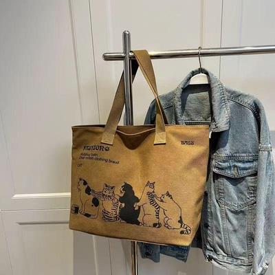 Bolsa de Ombro de Lona Grande Capacidade para Mulheres - Moda Outono & Inverno Bolsa Tote Japonesa