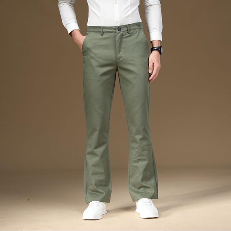 Men’s Plus‑Size Flare Casual Pants, Solid Color Bootcut Trousers, Fashion Business Daily Long Trousers