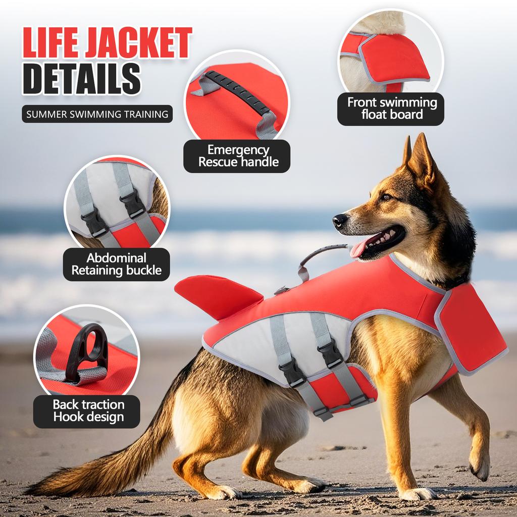 Gilet di salvataggio per cani con strisce riflettenti - Gilet regolabile ad alta visibilità, salvagente per animali domestici per cani piccoli, medi e grandi