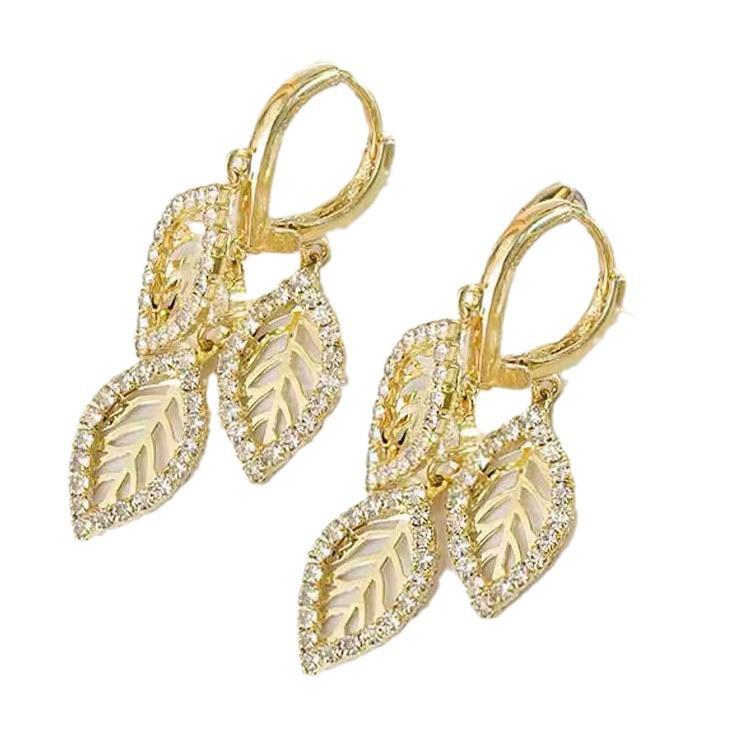 2025 Exquisite High-End Hollow Leaf Earrings: Women s Luxurious Niche Design Ear Cuffs E4223