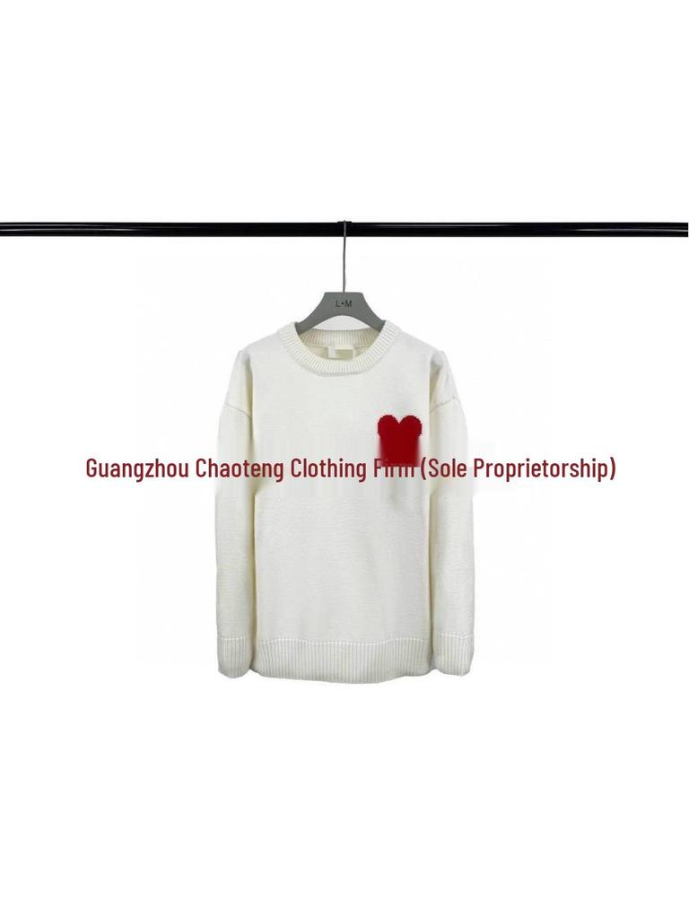 Unisex Liebesherz Klassischer Rundhals Jacquard Pullover - Locker, Trendige Strickware