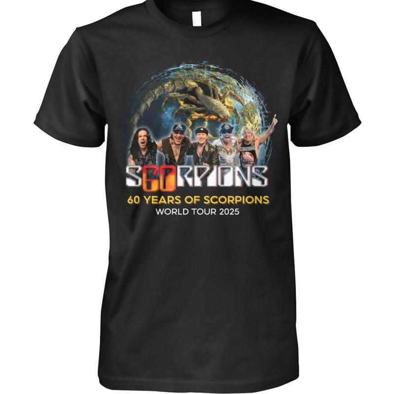 Scorpions 1965 Äì2025 T Shirt 60 Years Signature Tribute 2 Sided Full Size