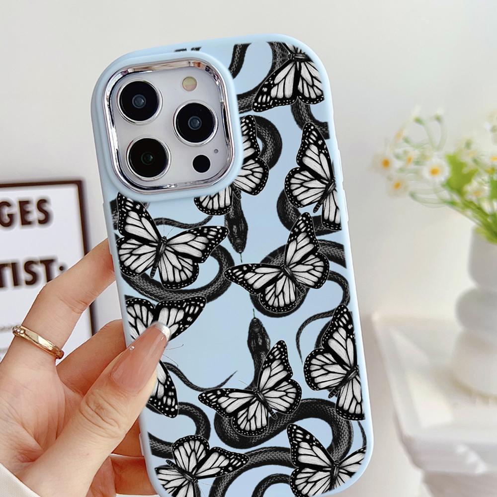 LZ5 Butterfly Black Gold Snake Soft Phone Case for Samsung S24 Ultra S23 Plus S21 FE A16 A54 A52 A06 Infinix Hot 40 Lens Protection Shockproof Cover