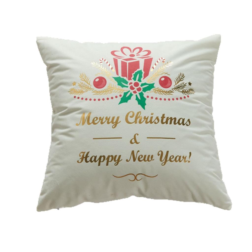 Christmas Atmosphere Bronzing Craftsmanship Festive Feel Pillow Cover Fabric Soft and Comfortable Home Sofa Pillow Bedside Cushion